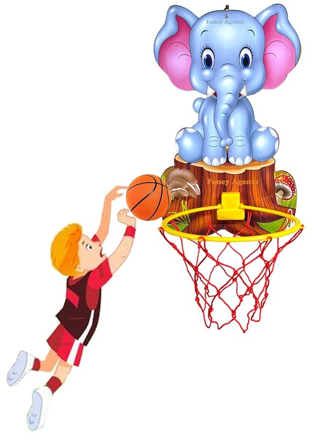Fancy Agents Basket Ball for Kids for Boys/Girls| Elephant Animal Basketball Set|Basketball Portable Set with Hanging Board, Ring Net for Indoor and Outdoor Games| Birthday & Return Gift Set Standard - Image 1